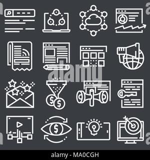 Internet marketing icon set in thin line style. Vector illustrations Stock Vector