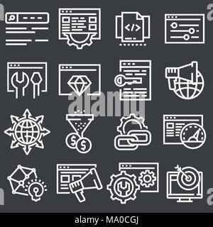 Set of Vector SEO Search Engine Optimisation Elements Icons Illustration Stock Vector