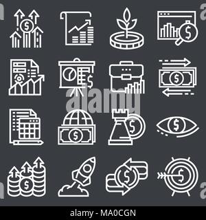 Abstract vector collection of line investment icons. Elements for mobile and web applications. Stock Vector