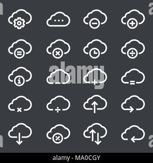Cloud computing linear icons set. Online data storage icons. Thin line illustration. Vector isolated outline drawings Stock Vector