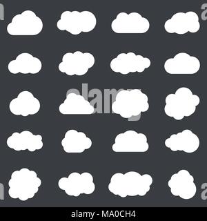 Clouds line art icons set. Storage solution element, databases, networking, software image, cloud and meteorology concept. Stock Vector