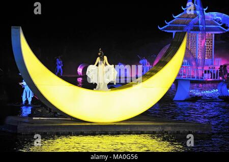 Impression Liu Sanjie Night Light Show Performance on the Li River Yangshuo China. Stock Photo