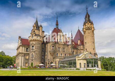 Fabulous castle in Moszna, near Opole, Silesia, Poland. Stock Photo