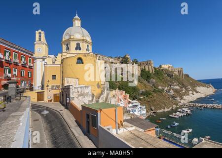 Santa Maria delle Grazie Church on Island of Procida, Gulf of Naples, Campania, Italy. Stock Photo