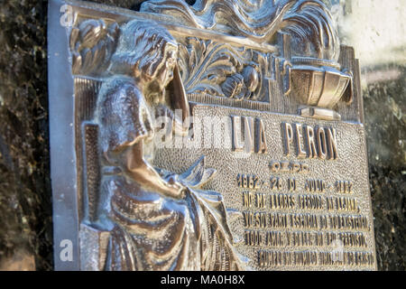 Eva Paron, Duarte family tomb, Cementerio de la Recoleta or La Recoleta Cemetery, Buenos Aires, Argentina Stock Photo