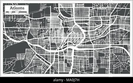 Atlanta Georgia USA City Map in Retro Style. Outline Map. Vector Illustration. Stock Vector