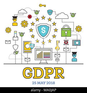 GDPR Concept. Vector Illustration. General Data Protection Regulation. The Protection of Personal Data. Stock Vector