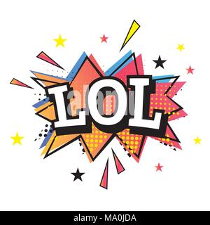 Lol. Comic Cartoon Speech Bubble isolated on white. Vector Illustration. Stock Vector