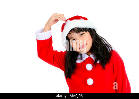 Portrait of little girl in a Santa costume ,Christmas concept Stock Photo