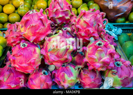 Dragon fruits in a market stal Stock Photo