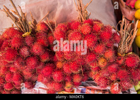 Rambutan or red hairy  lychee fruit Stock Photo