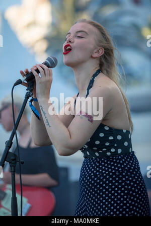 British band ‘Dream Wife’ performing live at the Majestic Hotel Beach - MIDEM international B2B music event, Cannes, France, June 6 2017 © ifnm Stock Photo
