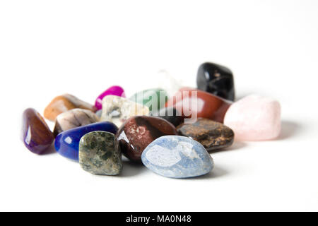 Group of various minerals on the white background Stock Photo