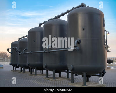 High pressure steam tanks. This is in thermal power plant part. Stock Photo