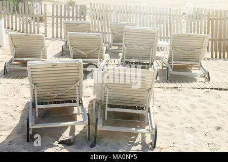 Hammocks on the beach Stock Photo