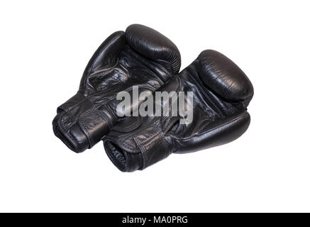 black Boxing gloves on white isolated background Stock Photo