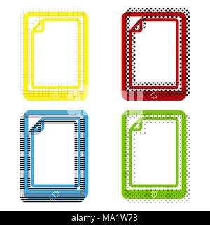 Protective sticker on the screen. Vector. Yellow, red, blue, green icons with their black texture at white background. Stock Vector