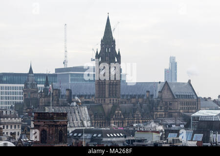 Manchester skyline showing Manchester Town Hall clock tower Stock Photo