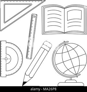 Cartography and measurements 6 icon set Stock Vector