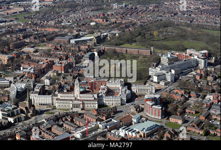 aerial view of Leeds University with the Parkinson Building prominent, UK Stock Photo