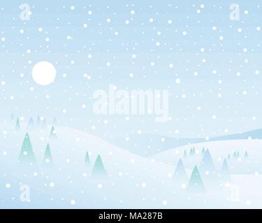 Light blue winter landscape with hills and trees Vector Stock Vector ...
