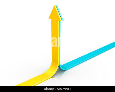 Two 3d arrows are pointing upwards together