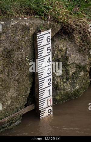 Depth Ruler River River depth gauge floods high water Stock Photo - Alamy