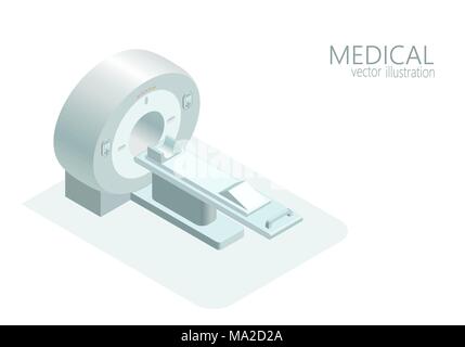 MRI computed tomography concept magnetic resonance imaging scanner vector illustration isometric flat 3d gray monochrome color Stock Vector