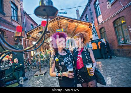Wave-Gotik-Festival: two female punks Stock Photo