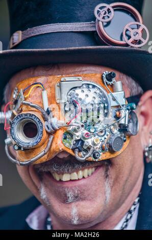 Wave-Gotik-Festival: a steampunker in Leipzig Stock Photo