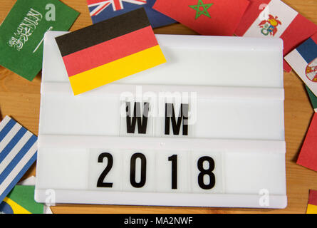 lightbox with the word WM - german for world cup Stock Photo