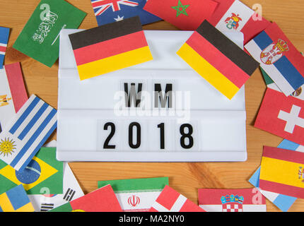 lightbox with the word WM - german for world cup Stock Photo