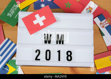 lightbox with the word WM - german for world cup Stock Photo