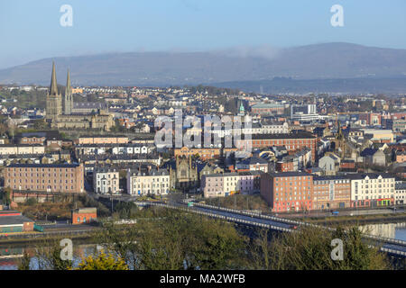 Derry, Londonderry and the River Foyle, Northern Ireland. Stock Photo