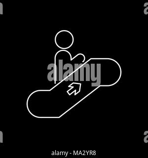 Man on escalator icon simple flat vector illustration. Stock Vector