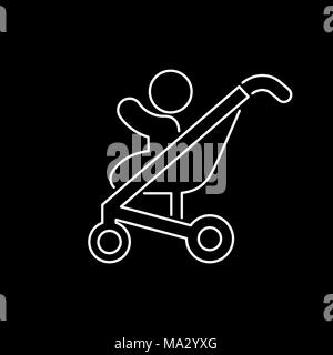 Baby pram icon simple flat style vector illustration. Stock Vector