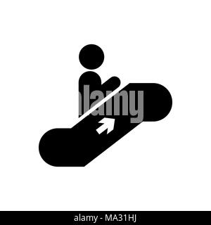 Man on escalator icon simple flat vector illustration. Stock Vector