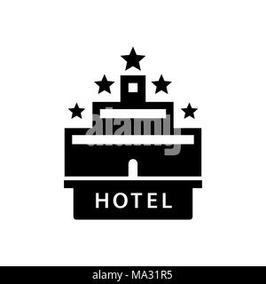 Hotel icon simple flat style illustration. Stock Vector