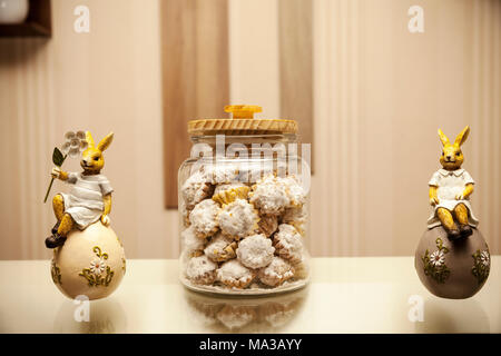 easter cakes in jar with easter decoration Stock Photo