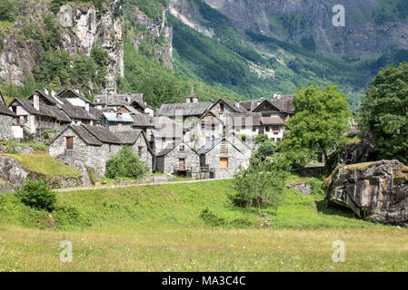 The historical village of Sonlerto,Cevio, Valle Maggia, Canton Ticino, Switzerland, Europe Stock Photo