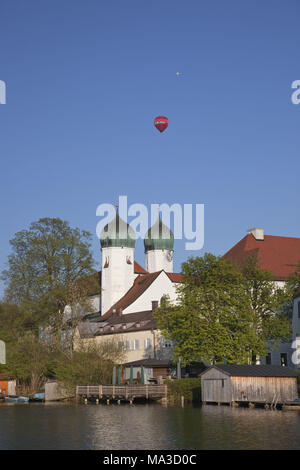 Abbey of Seeon in Klostersee, Chiemgau, Seeon-Seebruck, Upper Bavaria, Bavaria, South Germany, Germany, Stock Photo
