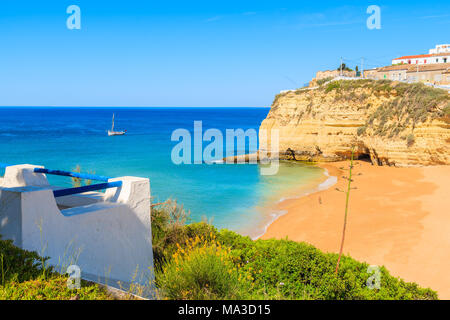 View of beach in Carvoeiro village, Algarve region, Portugal Stock Photo