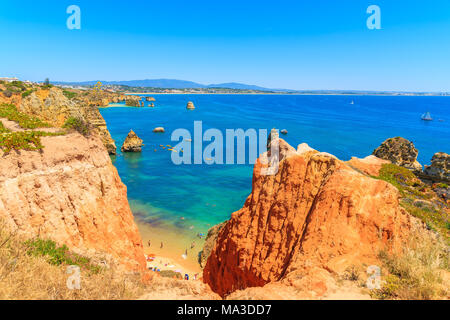 Beautiful view of Praia do Camilo beach, Algarve region, Portugal Stock Photo