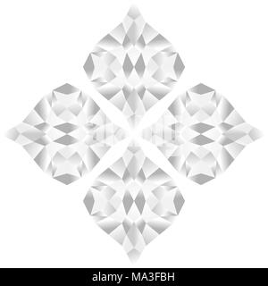 Abstract flower pattern of gradient black and white colors, isolated on white (transparent) background. Vector illustration, EPS10. Stock Vector