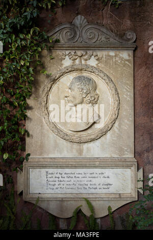 John Keats Memorial plaque - Protestant Cemetery -  Rome