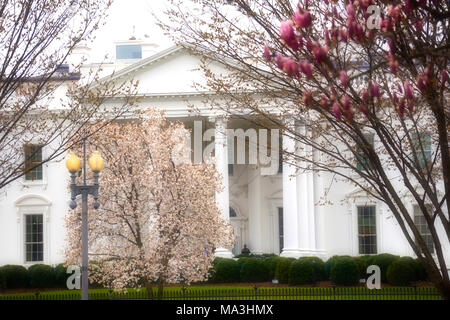 Washington, USA. 29th March, 2018. Signs of spring in LaFayette Park with the White House in the background on March 29 2018  Photo by Dennis Brack Credit: Dennis Brack/Alamy Live News Stock Photo