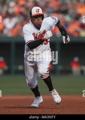 Baltimore, MD, USA. 16th June, 2018. Baltimore Orioles Third Baseman #13  Manny Machado during a Major League Baseball game between the Baltimore  Orioles and the Miami Marlins at Camden Yards in Baltimore