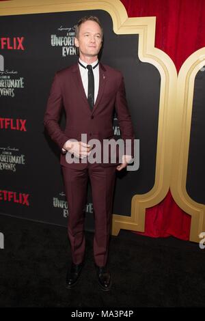 New York, NY, USA. 29th Mar, 2018. Neil Patrick Harris at arrivals for NETFLIX A SERIES OF UNFORTUNATE EVENTS Season 2 Premiere, Metrograph, New York, NY March 29, 2018. Credit: Jason Smith/Everett Collection/Alamy Live News Stock Photo