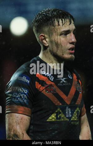 Wakefield, UK. 29th March 2018 , Mobile RocketStadium, Wakefield, England; Betfred Super League rugby, Wakefield Trinity v Castleford Tigers; Jake Trueman of Castleford Tigers Credit: News Images/Alamy Live News