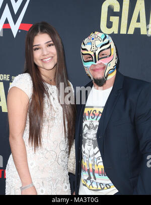 HOLLYWOOD, CA - MARCH 29: Rey Mysterio, at Los Angeles Premiere of Andre The Giant from HBO Documentaries at Pacific Cinerama Dome  in Hollywood, California on March 29, 2018. Credit: Faye Sadou/MediaPunch Stock Photo